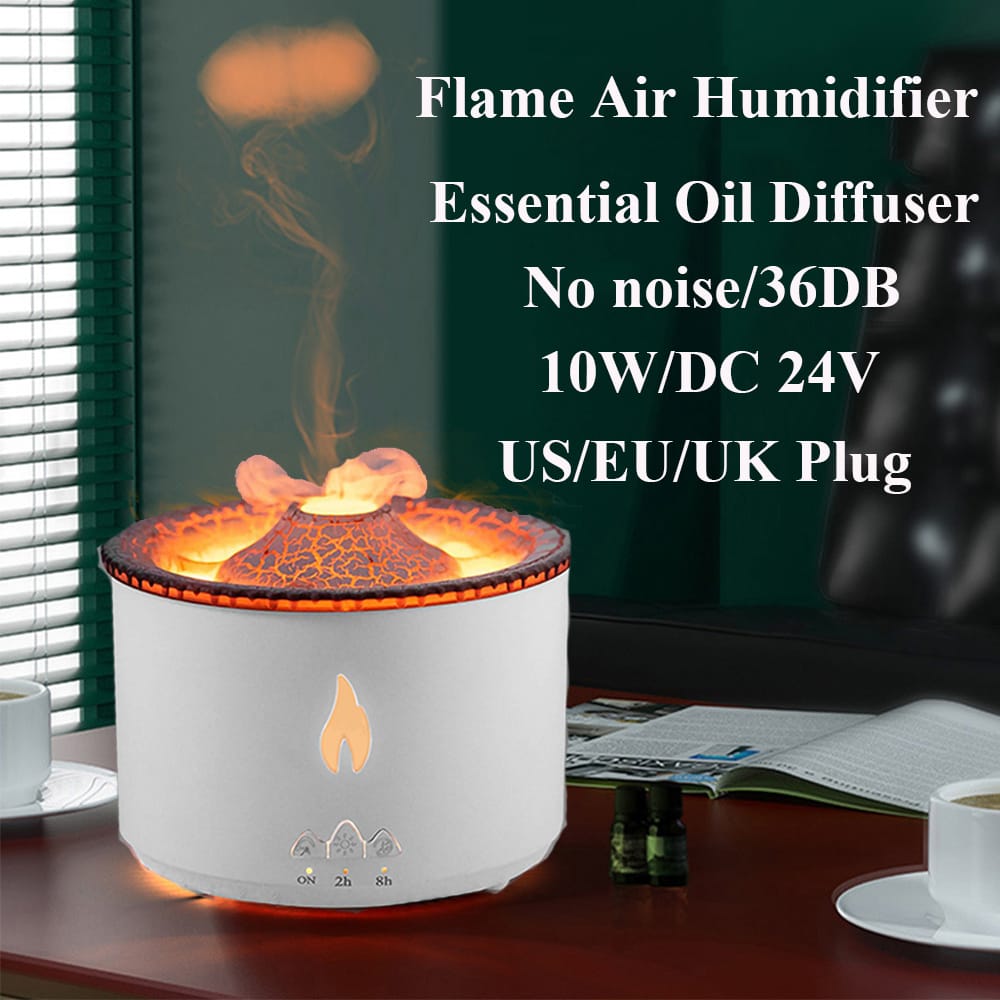 New Creative Ultrasonic Essential Oil Humidifier Volcano Aromatherapy Machine Spray Jellyfish Air Flame Humidifier Diffuser - Image 3