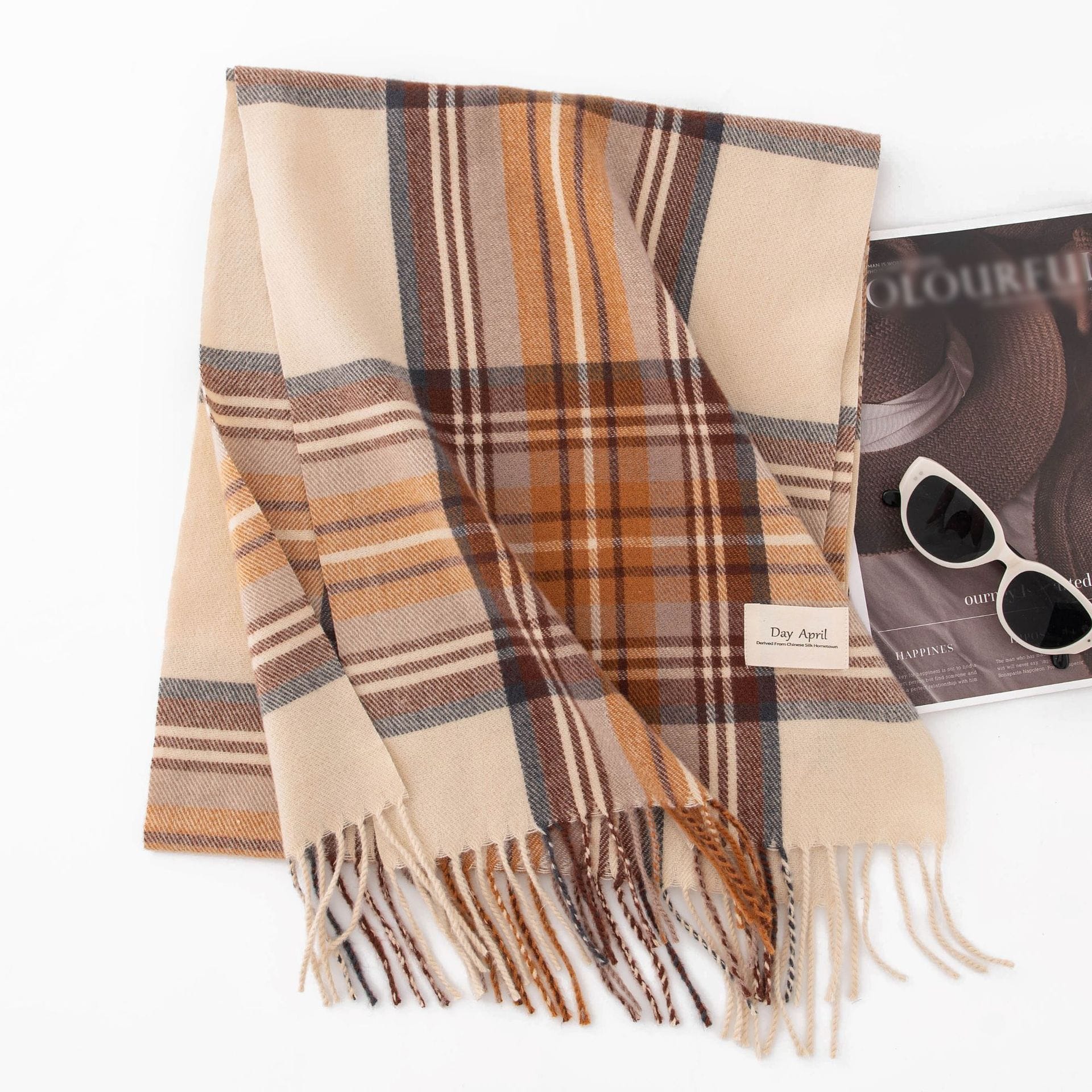 Stylish And Simple Womens Faux Cashmere Plaid Scarf - Image 10