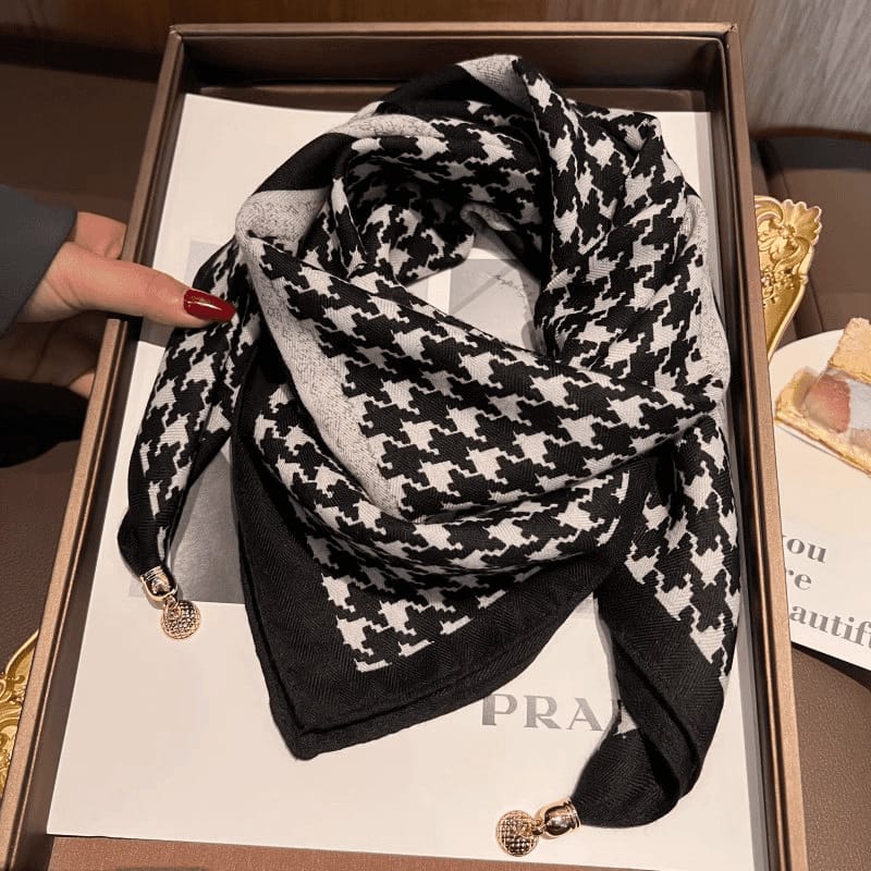 Thermal Square Scarf With Magnetic Clasp Triangular Silk Scarf Cotton Neck Warmer For Women - Image 3