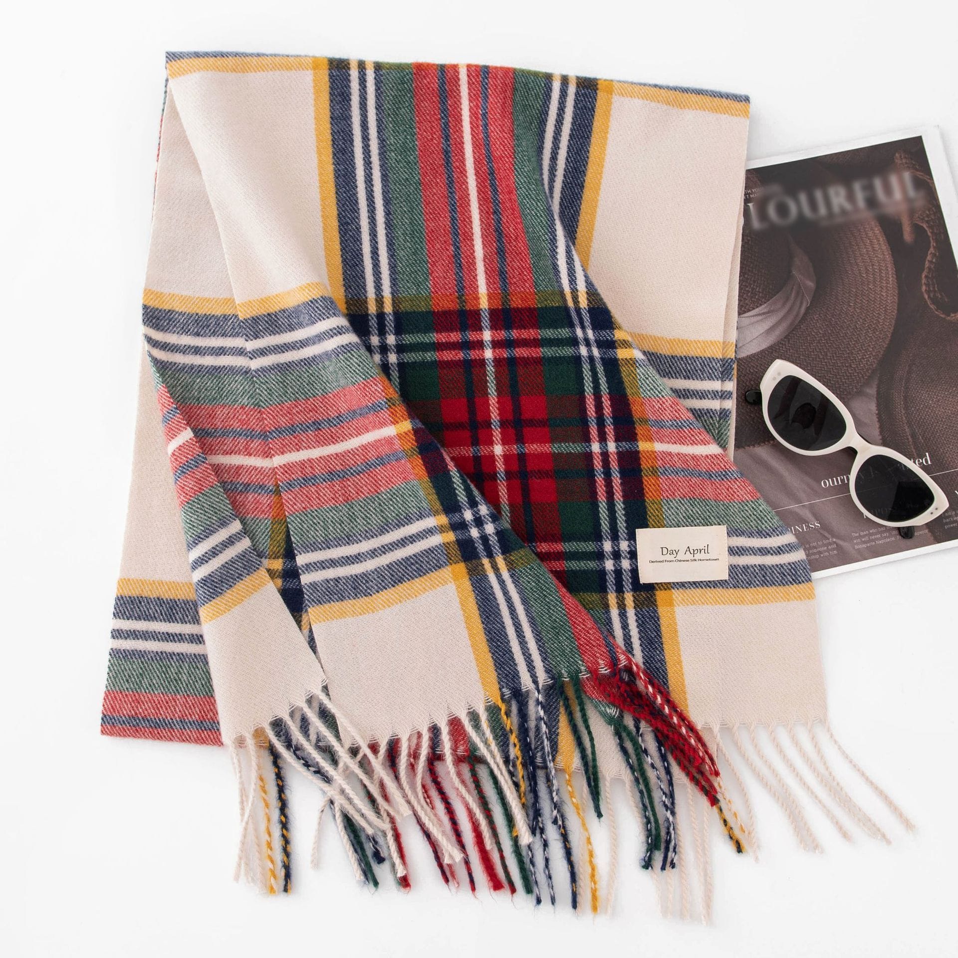 Stylish And Simple Womens Faux Cashmere Plaid Scarf - Image 5