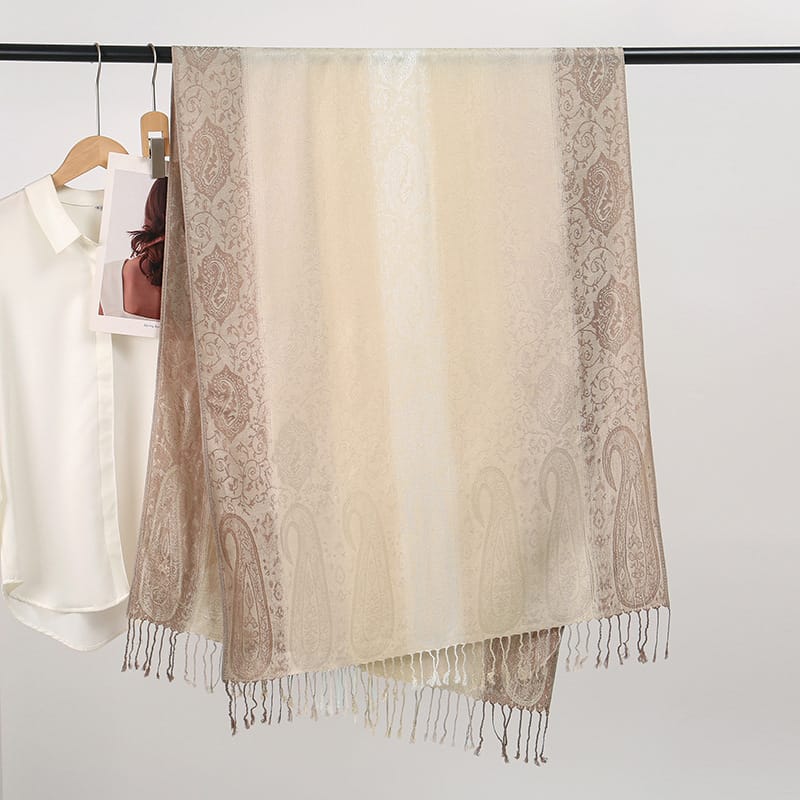 Jacquard Tassel Shawl An Outer Layer For Sun Protection And Breathability Perfect As A Womens Scarf - Image 5