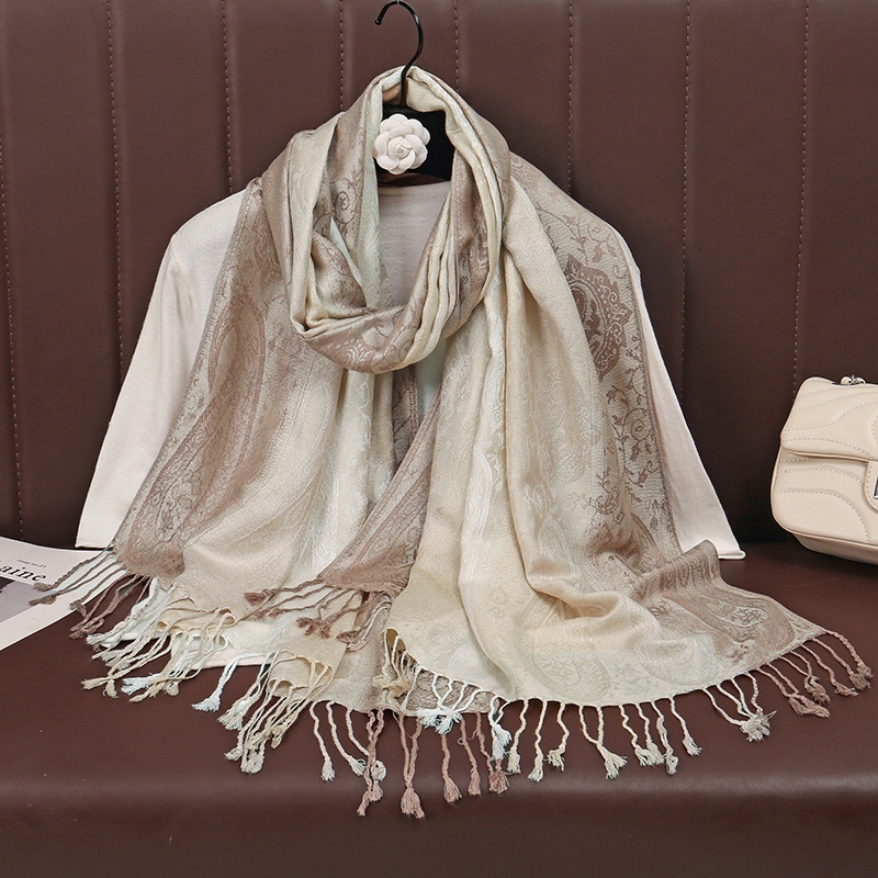 Jacquard Tassel Shawl An Outer Layer For Sun Protection And Breathability Perfect As A Womens Scarf - Image 4