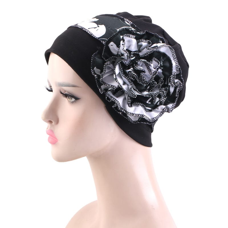 With Side Floral Design Headscarf-style Hat Chemo Postpartum Hair-protecting Cap - Image 6