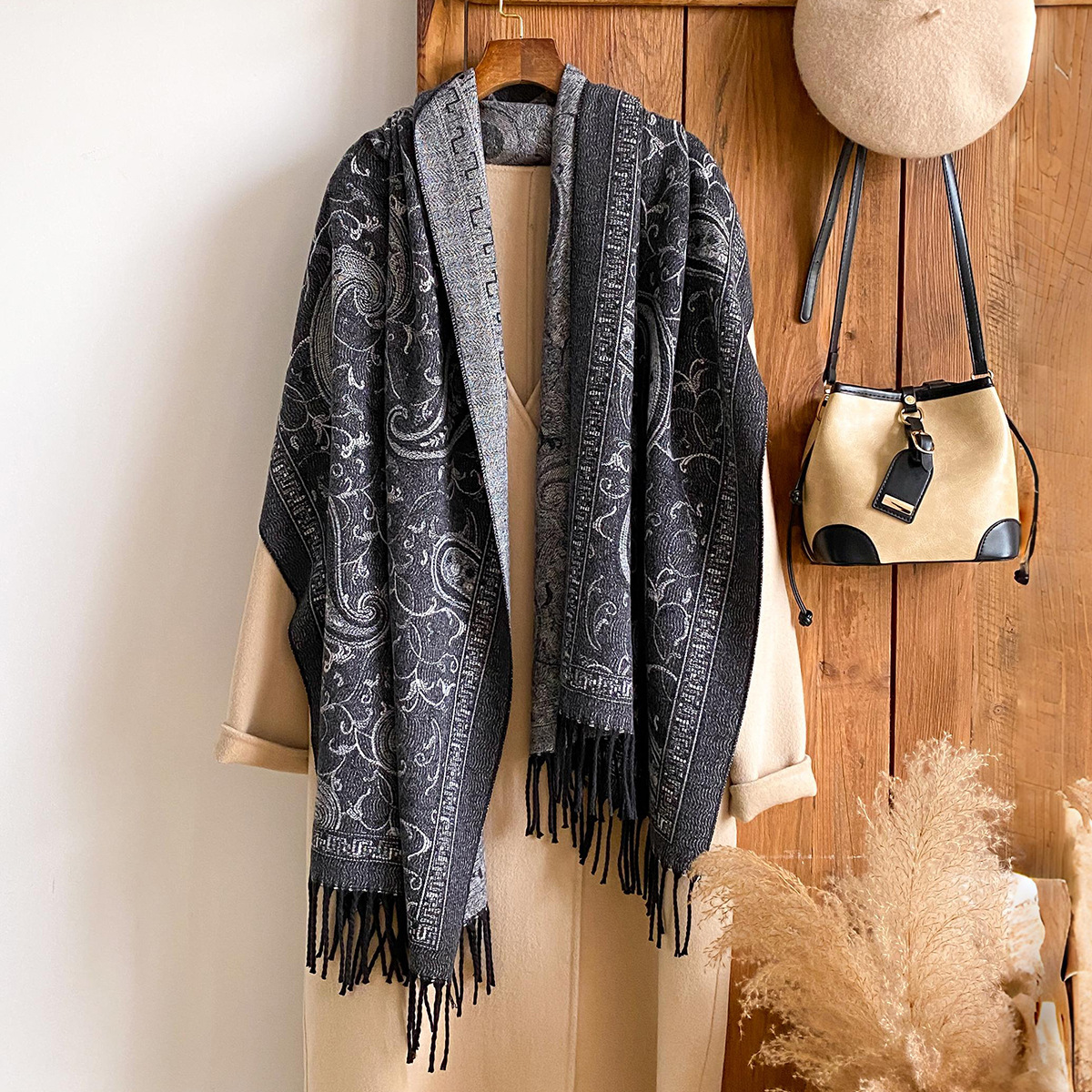 New Cashmere-look Scarf With A Cashew Patternperfect For Staying Warm In Air-conditioned Rooms Or As A Stylish Outer Layer - Image 7