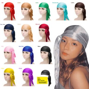 Unisex Satin Long Tail Headwrap  Stretchy Pirate Hat And Hip Hop Turban For Men And Women, Elastic Bandana Cap For Costume And Fashion