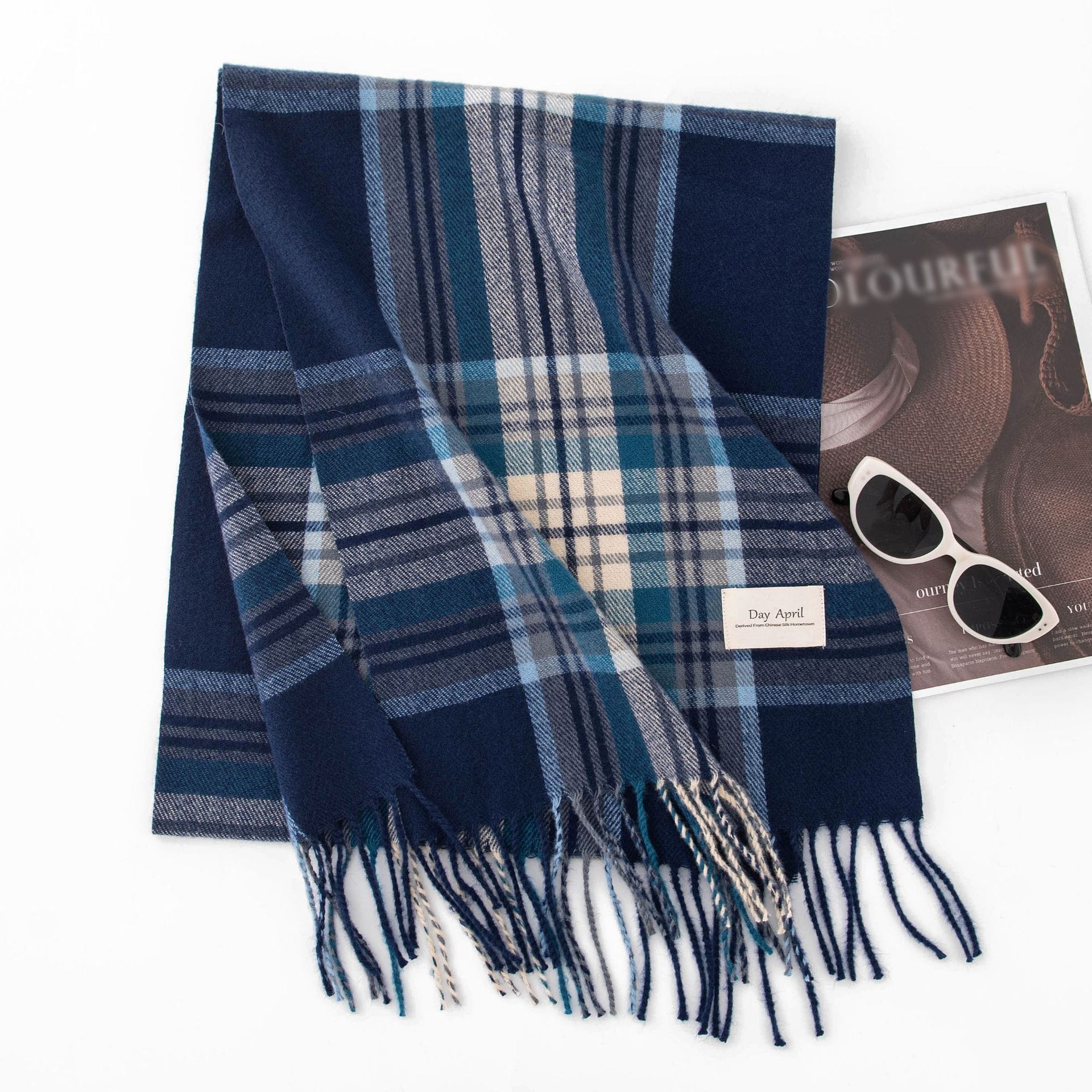 Stylish And Simple Womens Faux Cashmere Plaid Scarf - Image 2