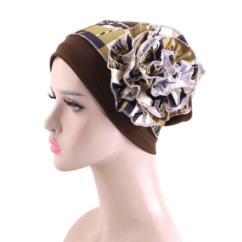 With Side Floral Design Headscarf-style Hat Chemo Postpartum Hair-protecting Cap - Image 4