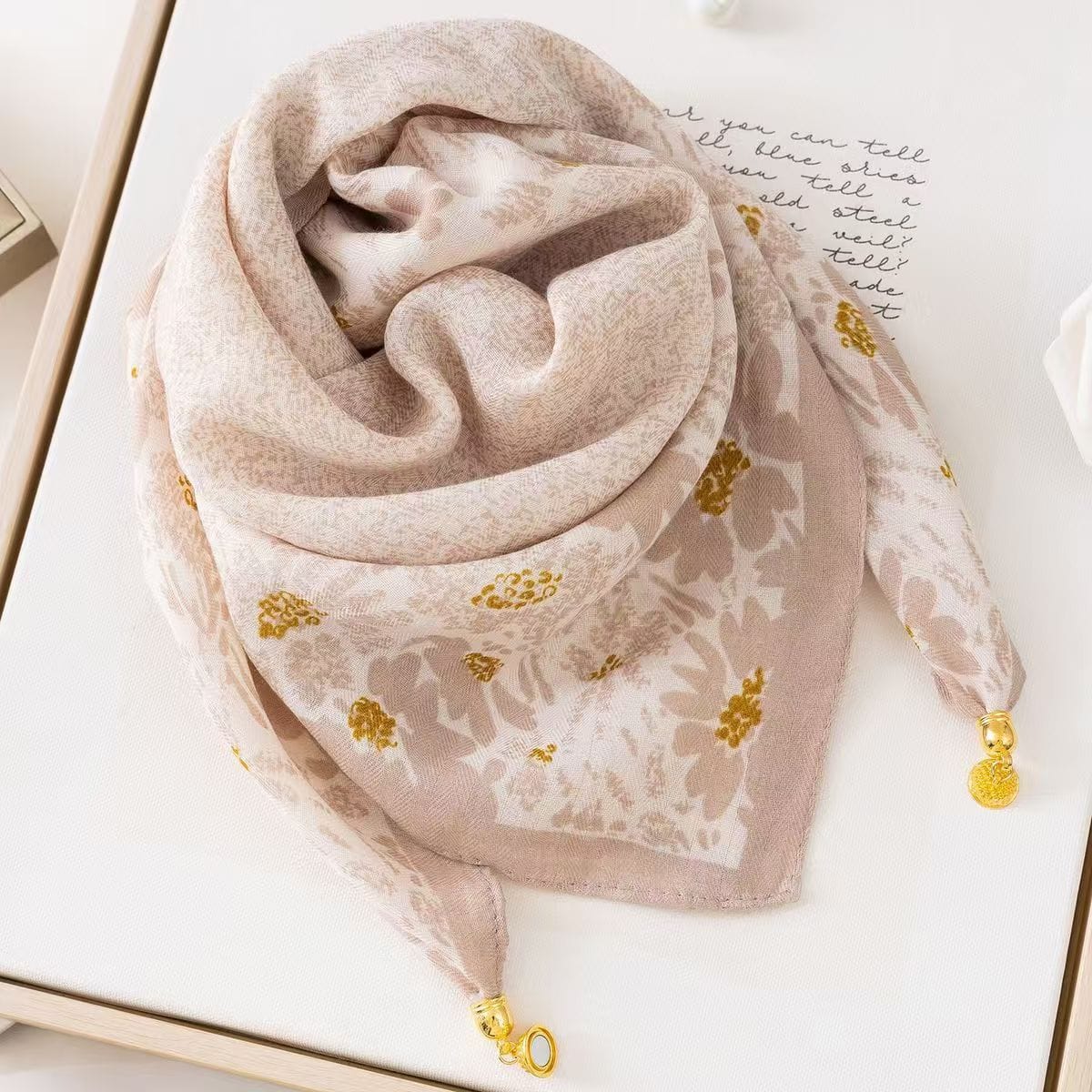 Thermal Square Scarf With Magnetic Clasp Triangular Silk Scarf Cotton Neck Warmer For Women - Image 8