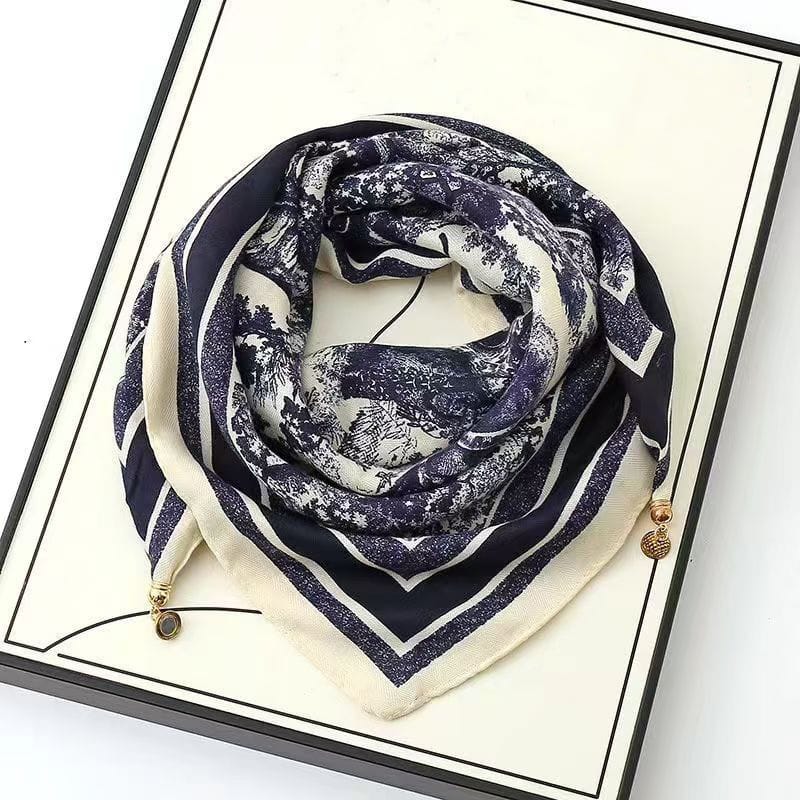 Thermal Square Scarf With Magnetic Clasp Triangular Silk Scarf Cotton Neck Warmer For Women - Image 2