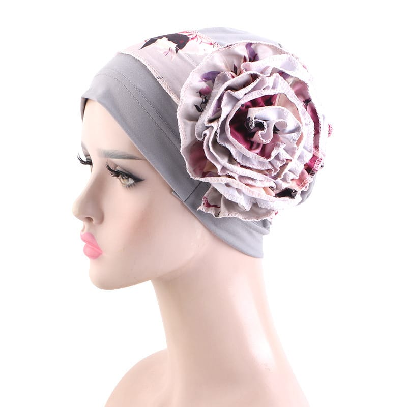 With Side Floral Design Headscarf-style Hat Chemo Postpartum Hair-protecting Cap - Image 8