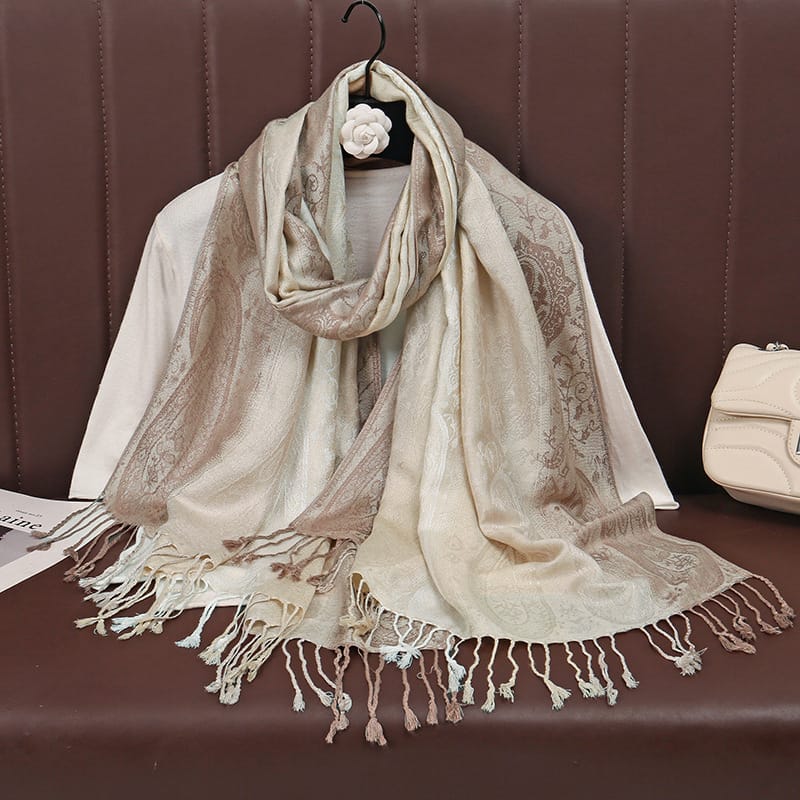 Jacquard Tassel Shawl An Outer Layer For Sun Protection And Breathability Perfect As A Womens Scarf - Image 3