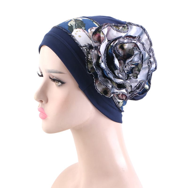 With Side Floral Design Headscarf-style Hat Chemo Postpartum Hair-protecting Cap - Image 2