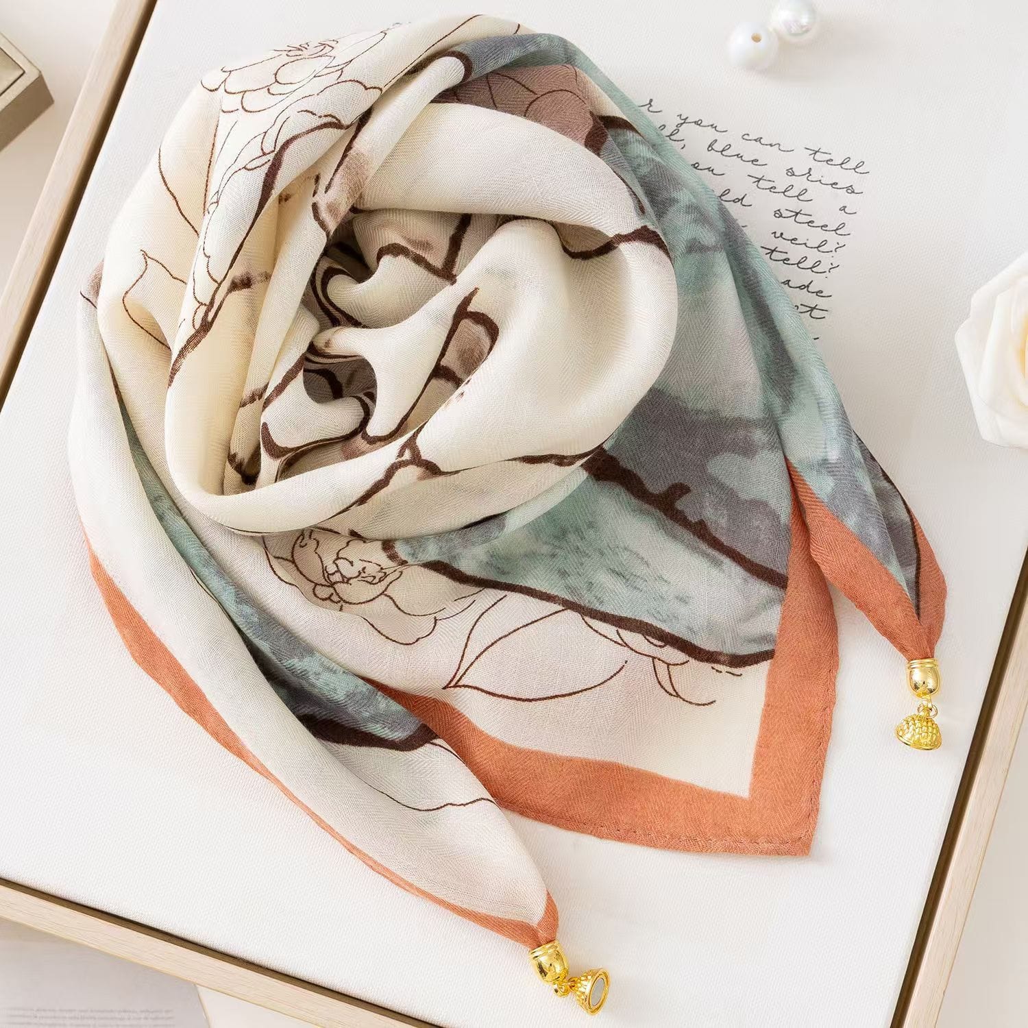 Thermal Square Scarf With Magnetic Clasp Triangular Silk Scarf Cotton Neck Warmer For Women - Image 7