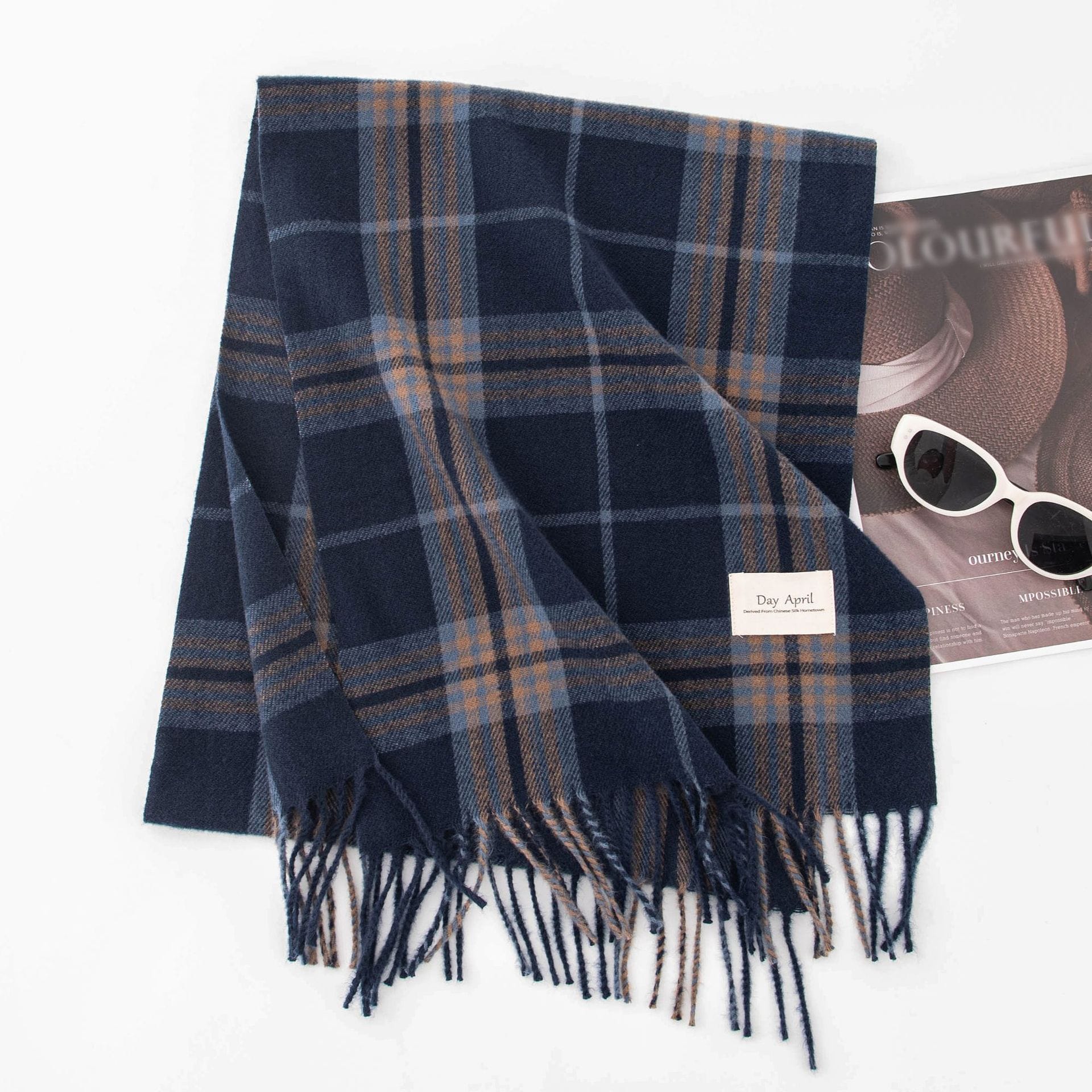 Stylish And Simple Womens Faux Cashmere Plaid Scarf - Image 8