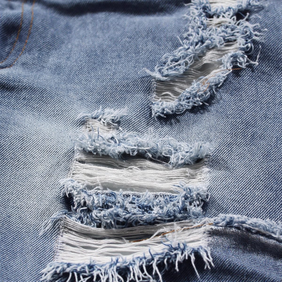 Casual Faux Two-piece Ripped Jeans - Image 6
