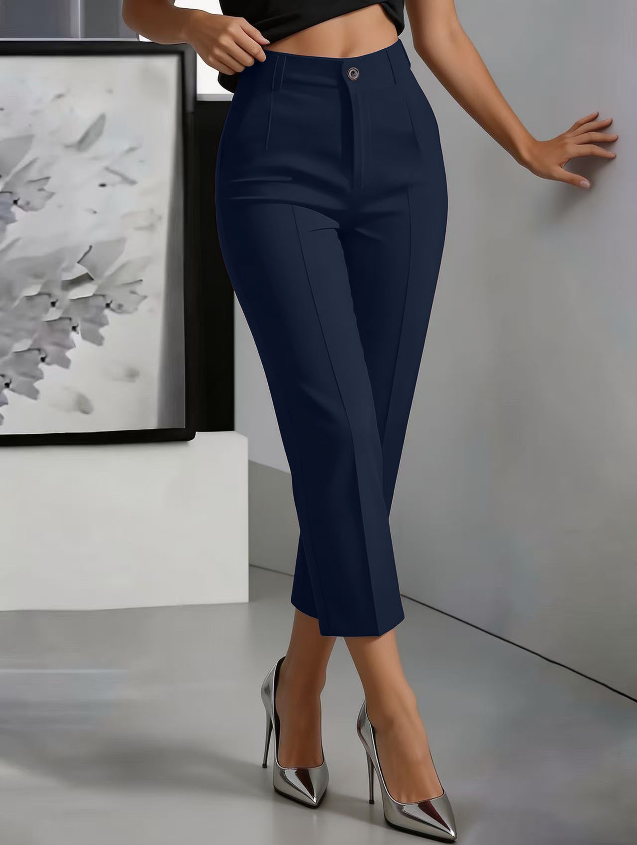 Women's High-Waisted Drapey Straight-Leg Pants - Image 7