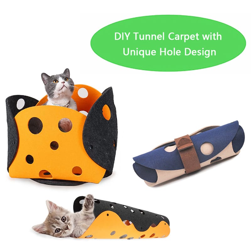 Cat Tunnel Cat Toy Felt Pom Splicing Deformable Kitten Nest Collapsible Tube House Tunnel Interactive Pet Toy Cat Accessories - Image 6