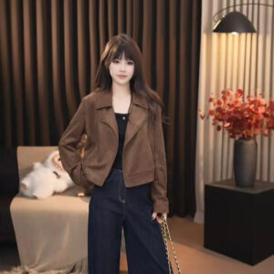 American-style Vintage Suede Short Coat For Women