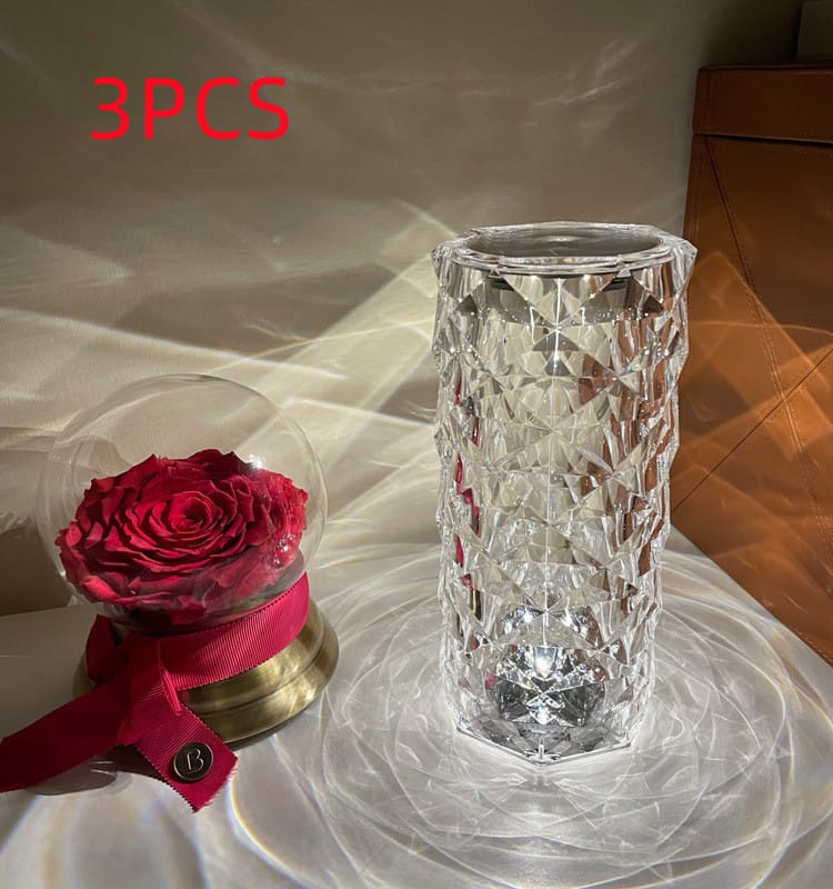 Romantic LED Rose Diamond Table Lamps For Bedroom Living Room Party Dinner Decor Creative Lights - Image 2