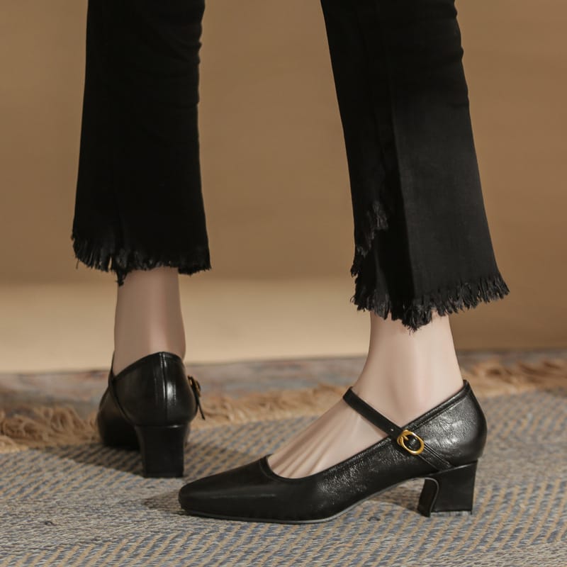 Microfiber Square-toe Chunky-heeled Pumps - Image 10