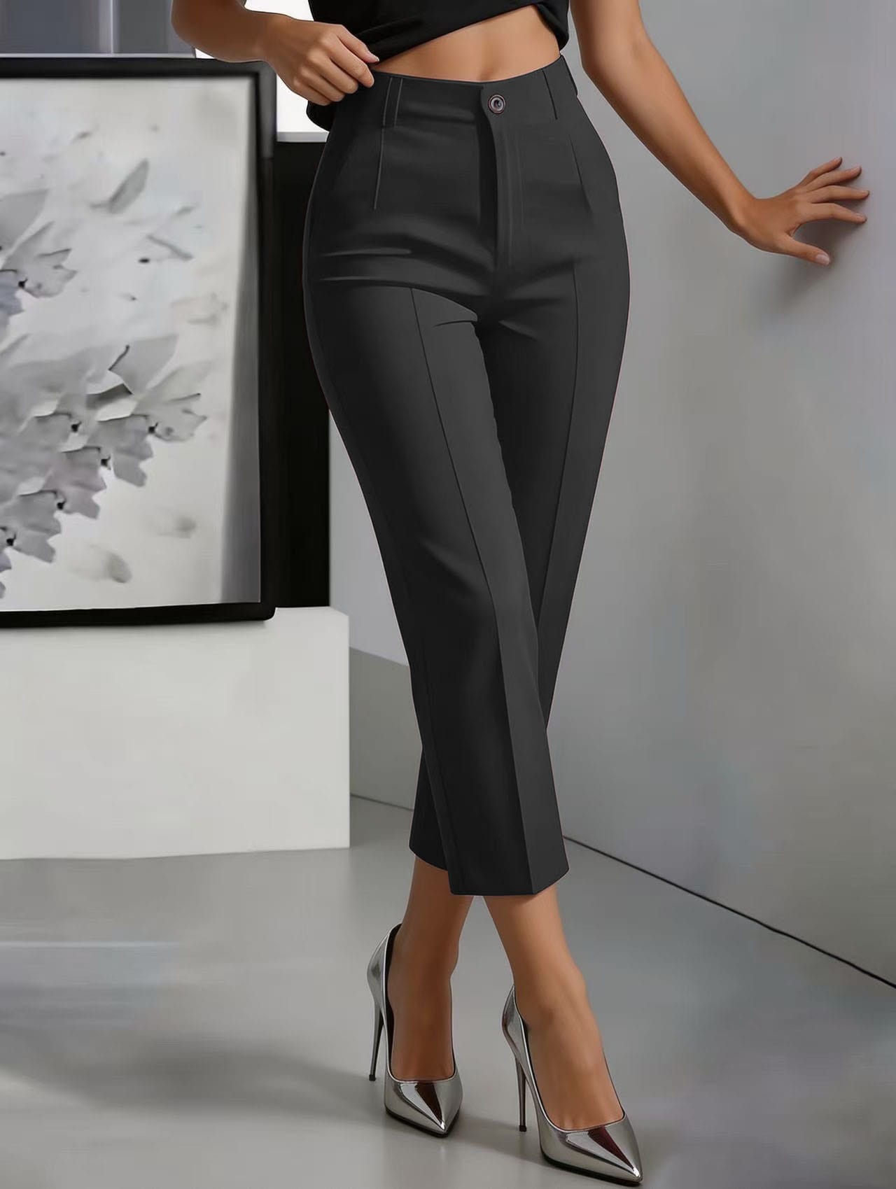 Women's High-Waisted Drapey Straight-Leg Pants - Image 10