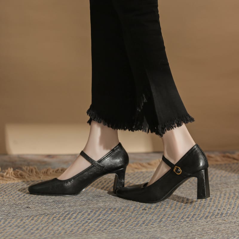 Microfiber Square-toe Chunky-heeled Pumps - Image 7