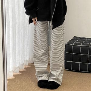 Comfortable Fleece-Lined Striped Jogger Pants
