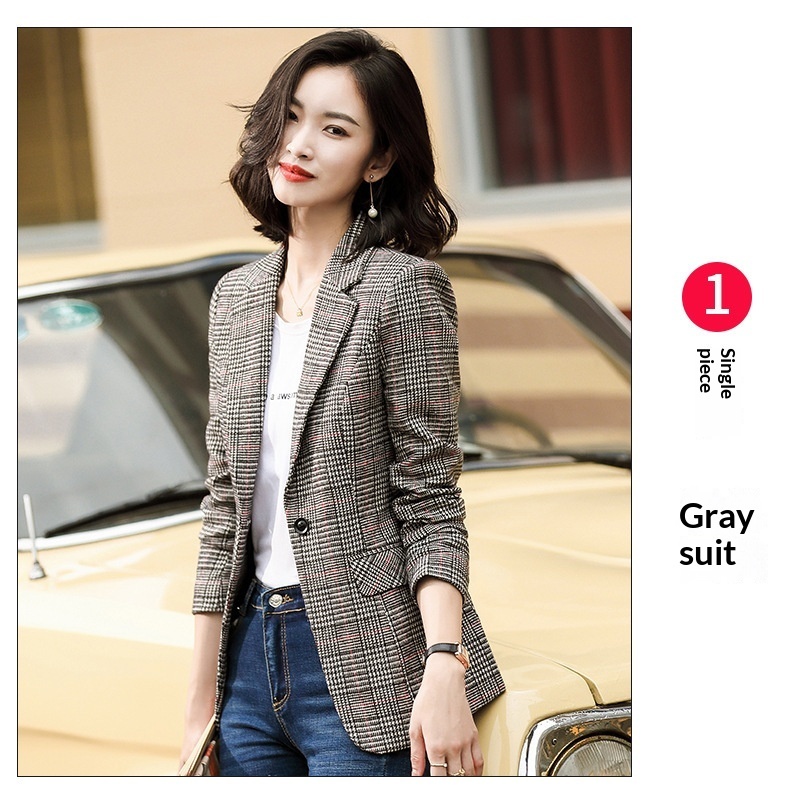 Plaid Blazer Womens Korean-style British-style AutumnWinter - Image 3