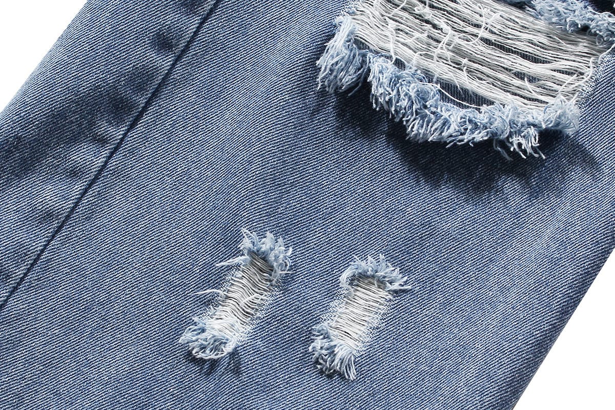 Casual Faux Two-piece Ripped Jeans - Image 4