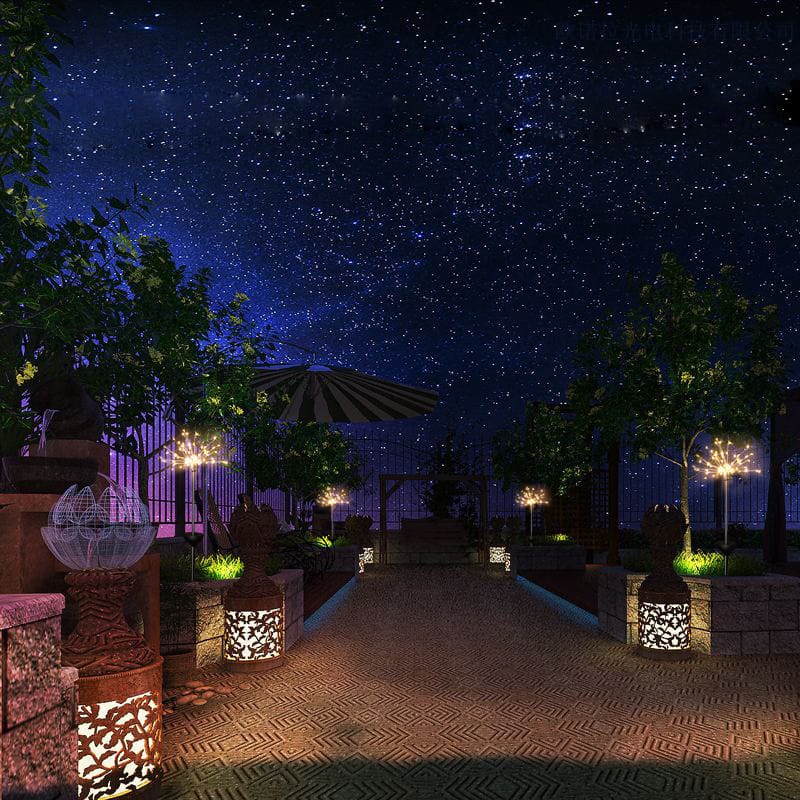 New Ground Plug Solar Fireworks Light LED Light String Copper Wire Outdoor Garden Decoration Star Lights Christmas Lights - Image 2
