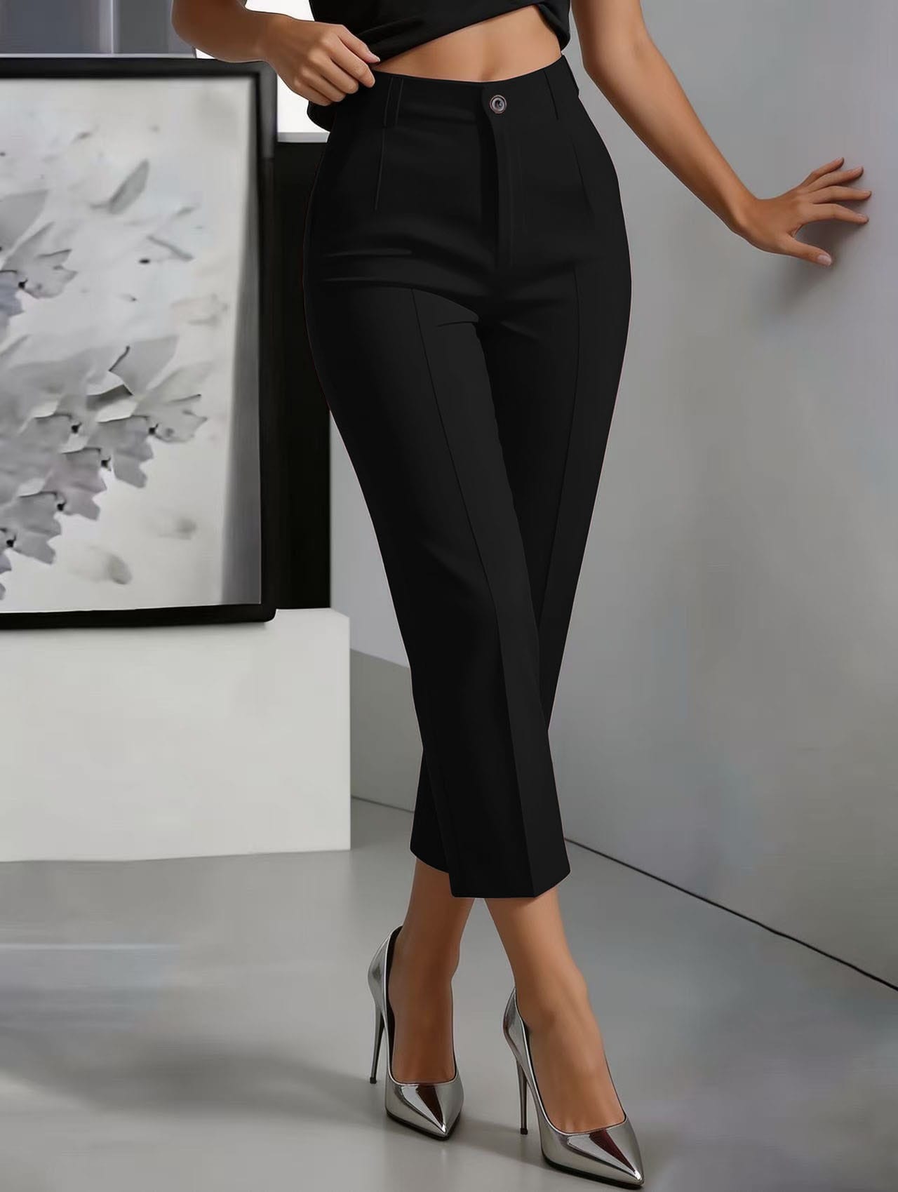 Women's High-Waisted Drapey Straight-Leg Pants - Image 5