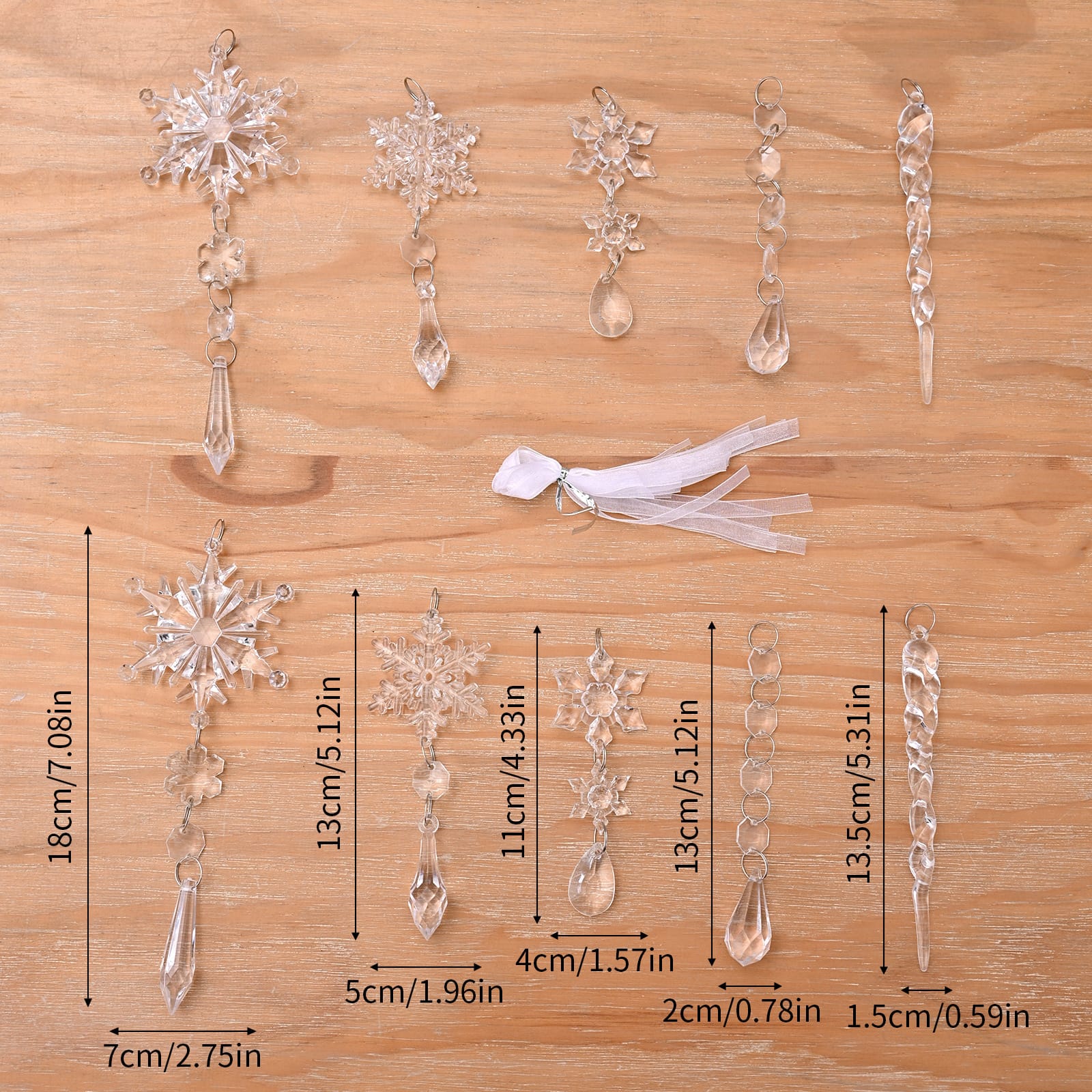 10pcs Christmas Tree Hanging Pendants Acrylic Ice Strip Snow Ceiling Xmas Ornaments New Year Christmas Decoration Home Decor - Image 10