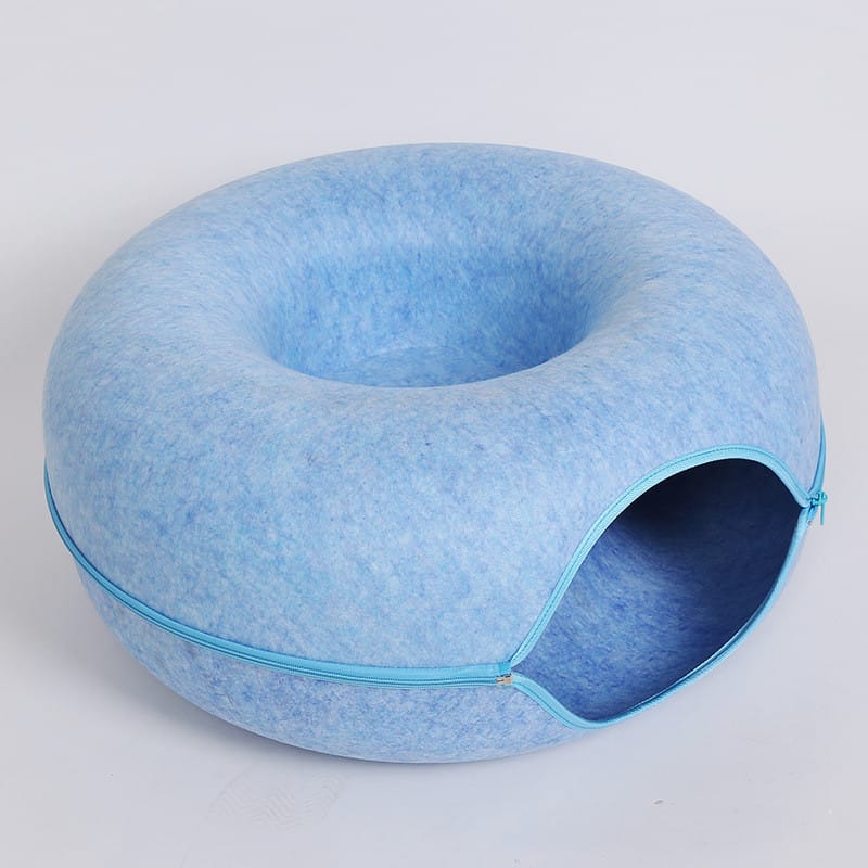 Four Seasons Available Cat Nest Round Woolen Felt Pet Dual-use Cat Nest Tunnel Interactive Training Toy Grey Felt Cat Nest - Image 6