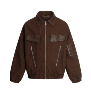 American-style Retro Deconstructed Color-block Lapel Work Jacket New Style