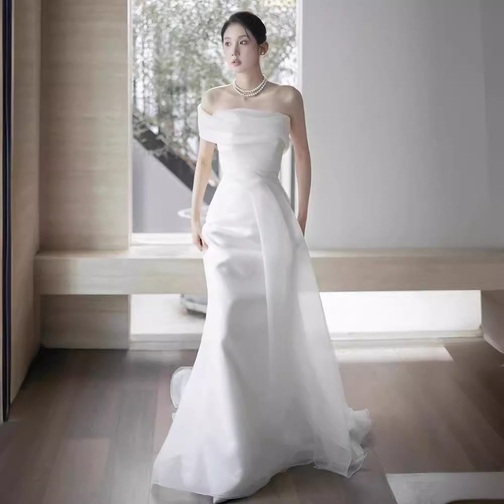 French Off-shoulder Light Wedding Dress Bride - Image 4