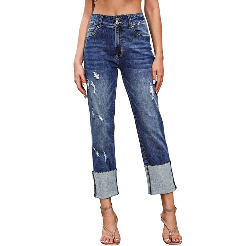 Harun Ankle-bite Ripped Cropped Pants For Women - Image 2