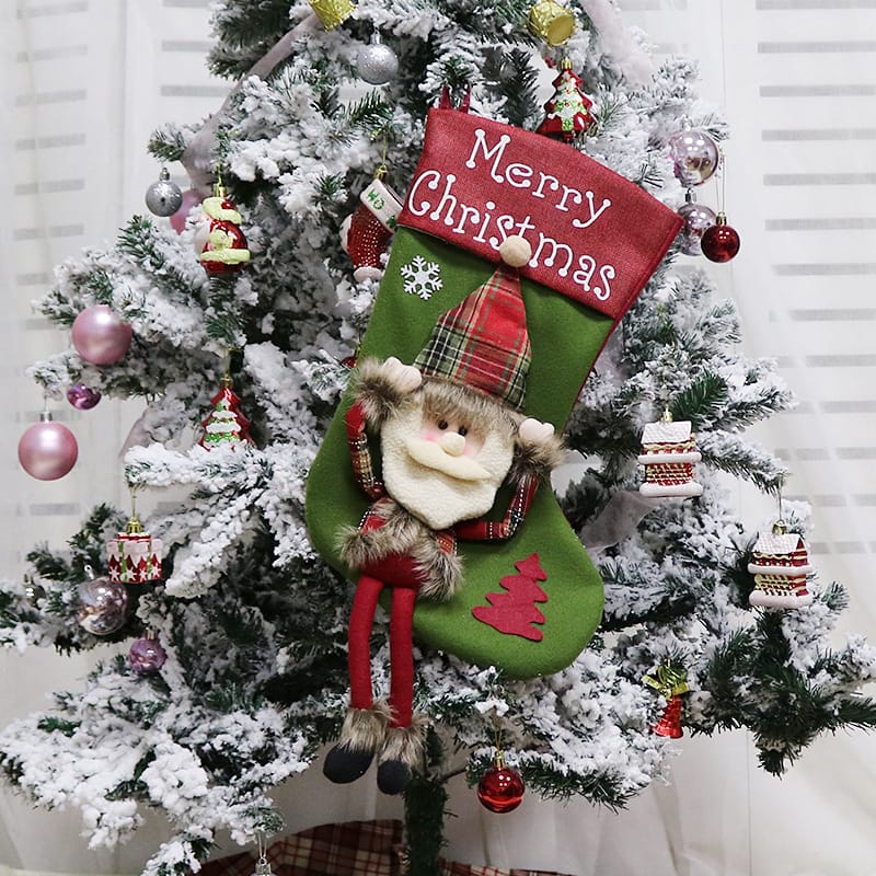 New Year Xmas Big Stockings Set Decorations Christmas 3D Plush Big Sock Christmas Tree Pendant Decorating Supplies - Image 2
