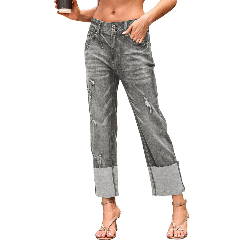 Harun Ankle-bite Ripped Cropped Pants For Women - Image 8