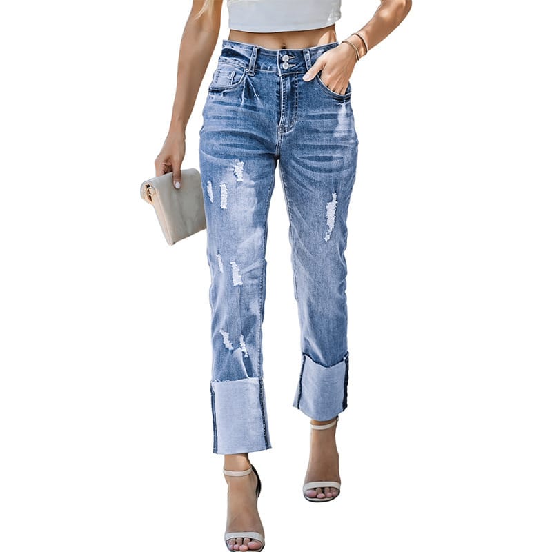 Harun Ankle-bite Ripped Cropped Pants For Women - Image 4