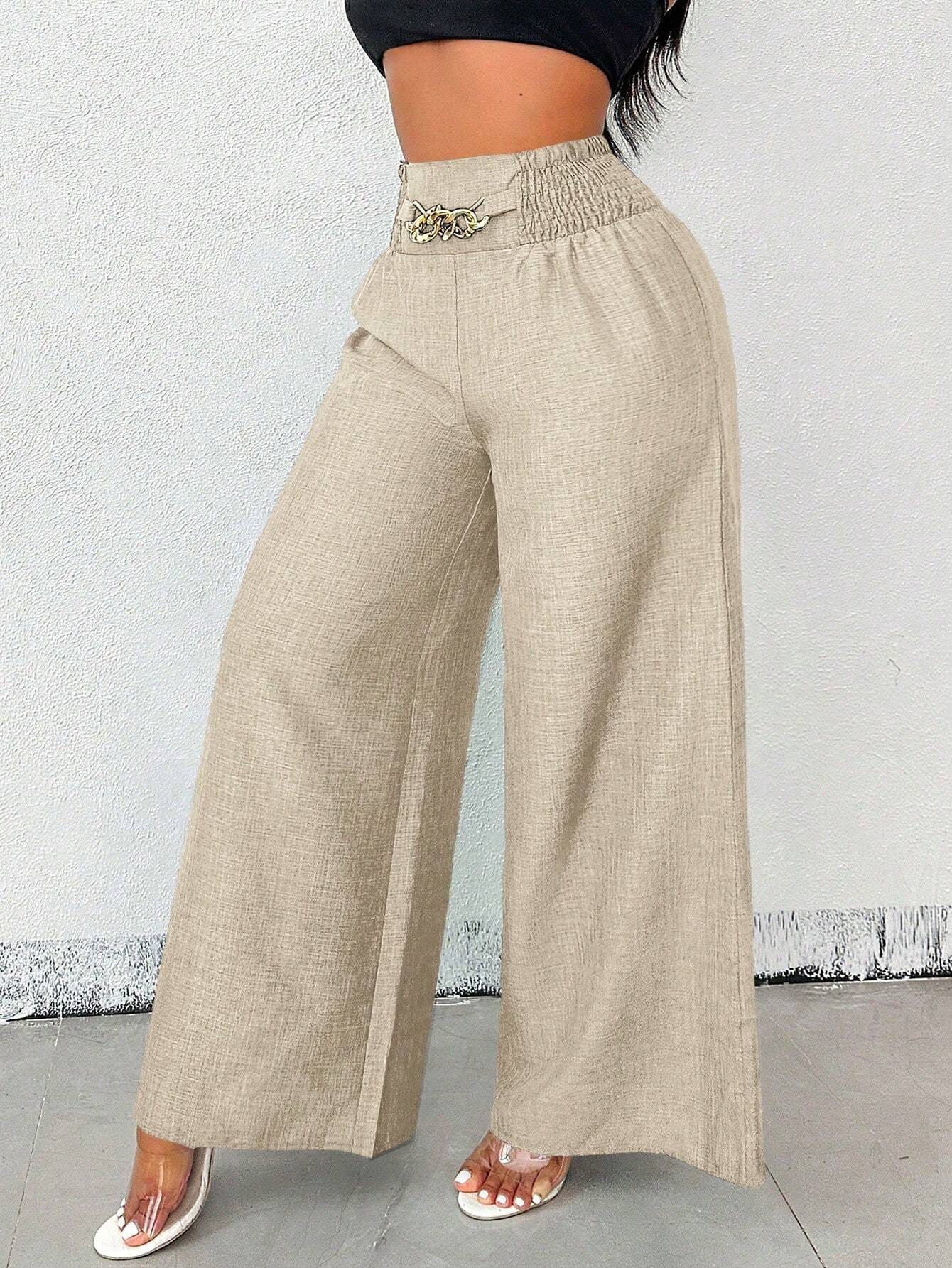 New Womens Fashionable Retro High-Waist Elastic Drapey Wide-Leg Long Pants For Women - Image 8