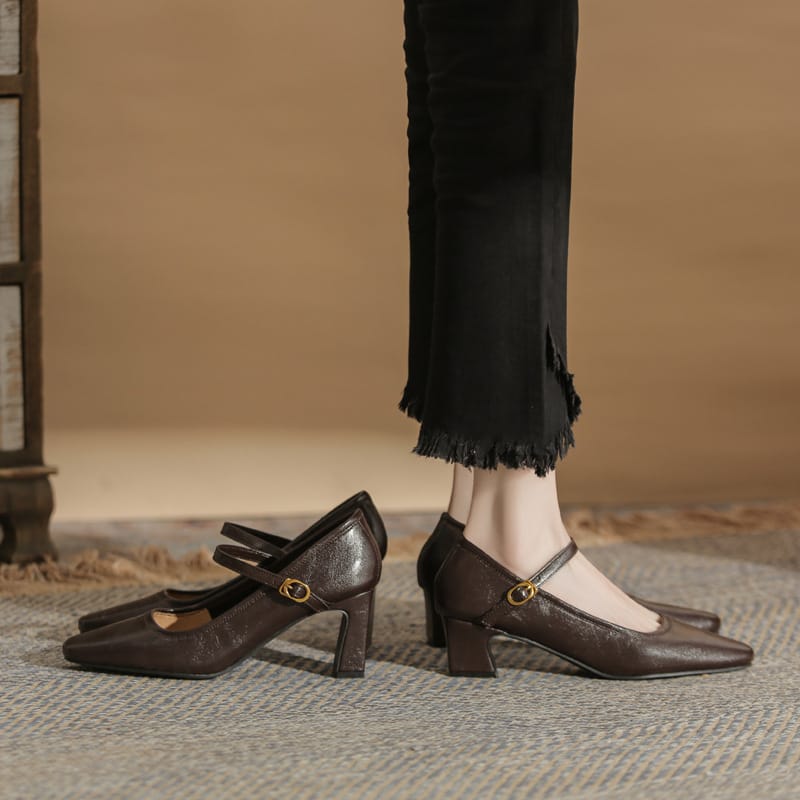 Microfiber Square-toe Chunky-heeled Pumps - Image 3