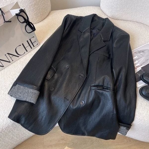 Korean-style Fashionable Loose Leather Jacket Women's Top - Image 4