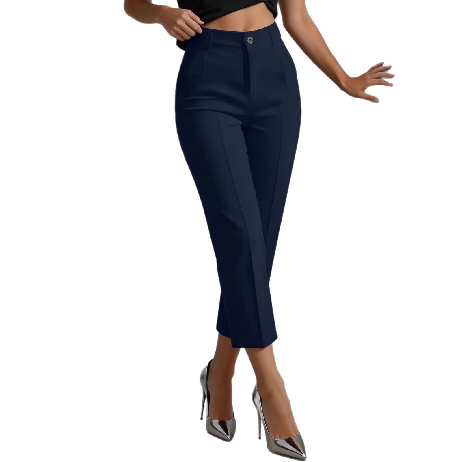 Women's High-Waisted Drapey Straight-Leg Pants - Image 3