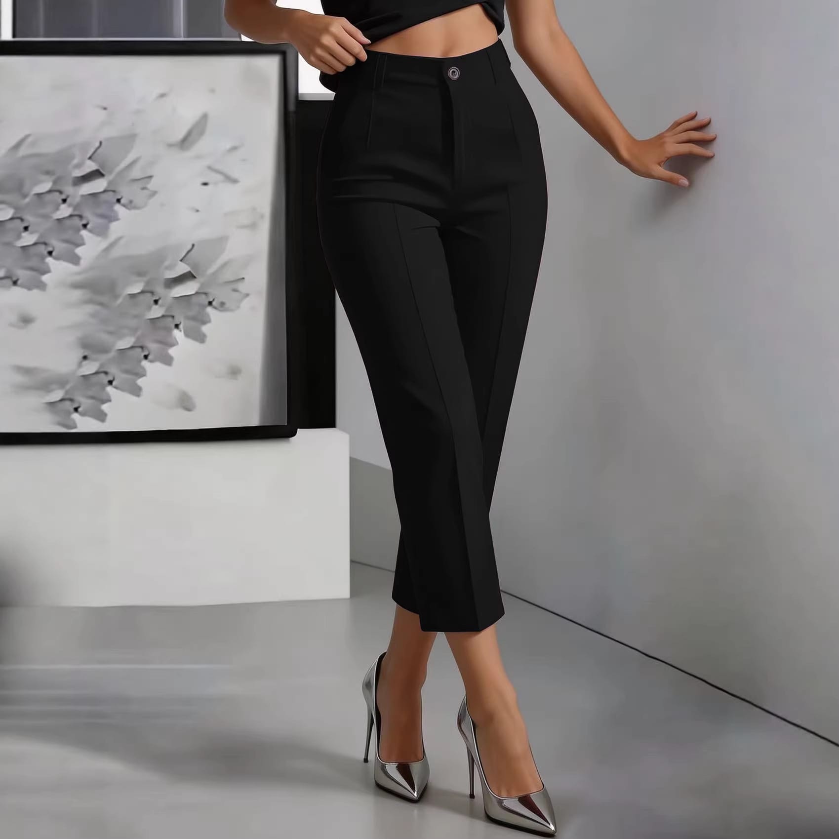 Women's High-Waisted Drapey Straight-Leg Pants - Image 4