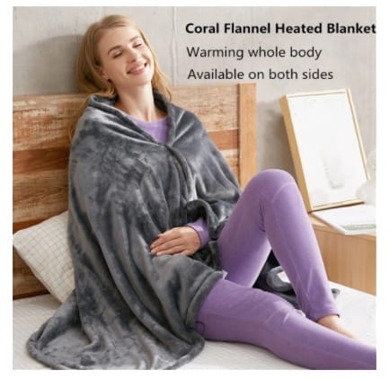 Winter Flannel Heated Blanket Cold Protection Body Warmer Usb Heated Warm Shawl Electric Heated Plush Blanket - Image 4
