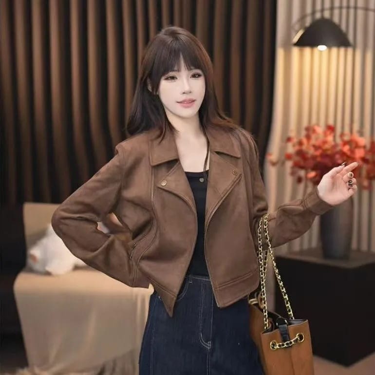American-style Vintage Suede Short Coat For Women - Image 5