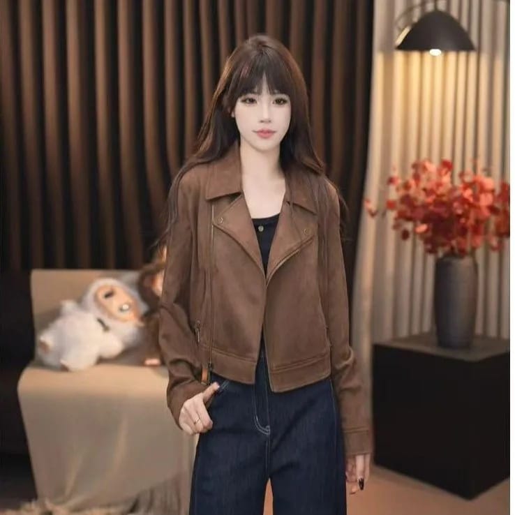 American-style Vintage Suede Short Coat For Women - Image 6