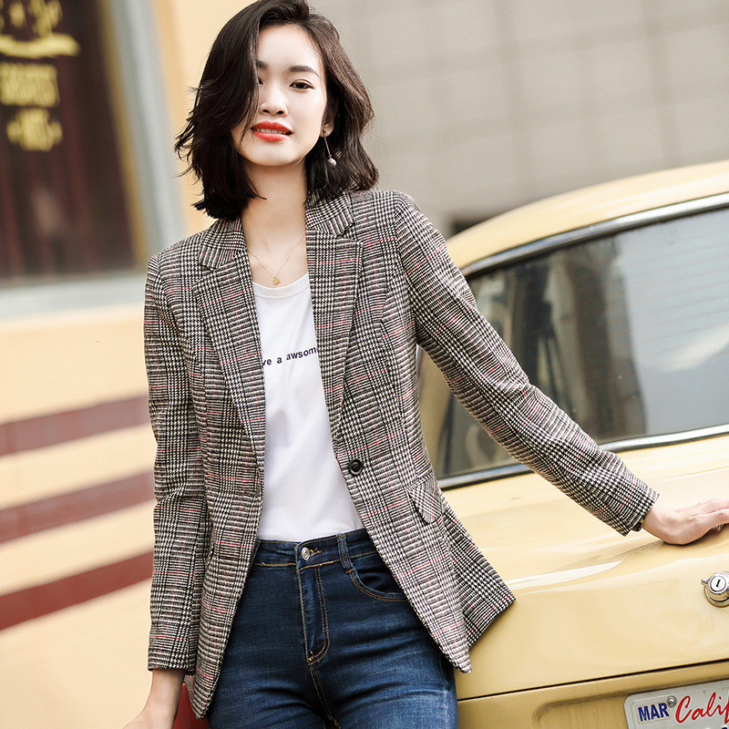 Plaid Blazer Womens Korean-style British-style AutumnWinter - Image 7