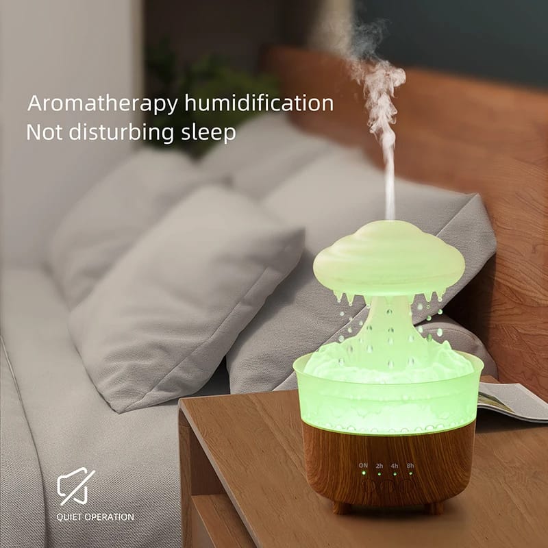 Rain Cloud Night Light Humidifier With Raining Water Drop Sound And 7 Color Led Light Essential Oil Diffuser Aromatherapy - Image 4