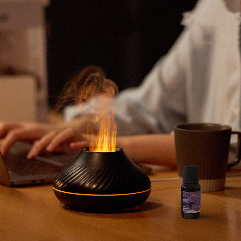 New Volcanic Flame Aroma Diffuser Essential Oil Lamp 130ml USB Portable Air Humidifier With Color Night Light Mist Maker Fogger LED Light - Image 4